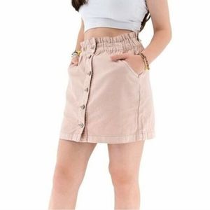 American Eagle Cotton Button up Skirt - Blush/beige